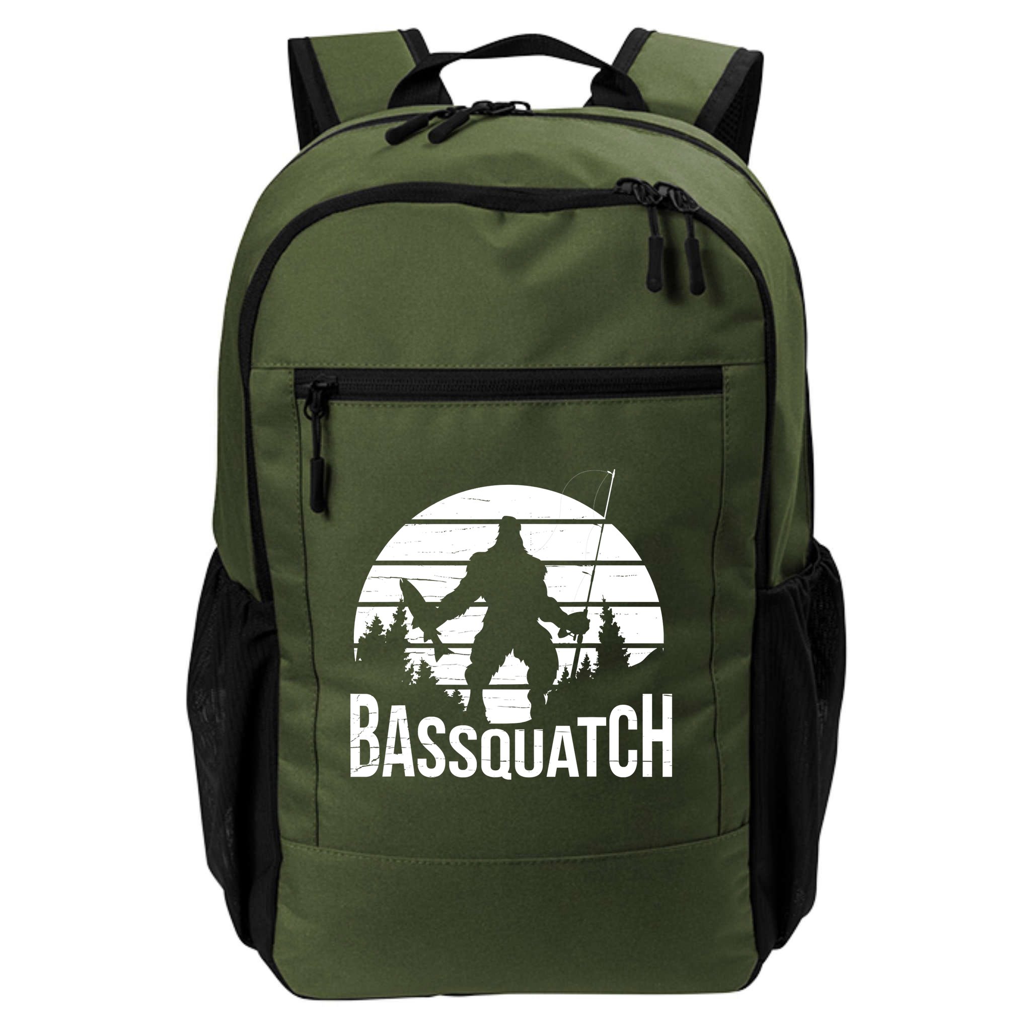 Bassquatch Funny Fishing Fisherman Fishing Rod Bass Fish Backpack