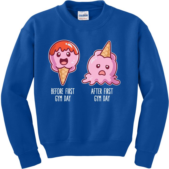 Before First Gym Day After First Gym Day Ice Cream Cute Gift Kids Sweatshirt