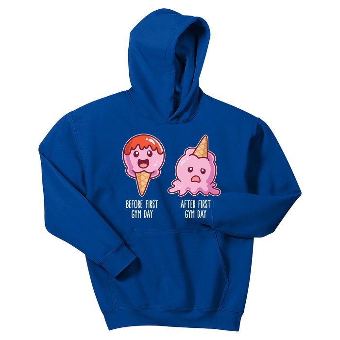 Before First Gym Day After First Gym Day Ice Cream Cute Gift Kids Hoodie