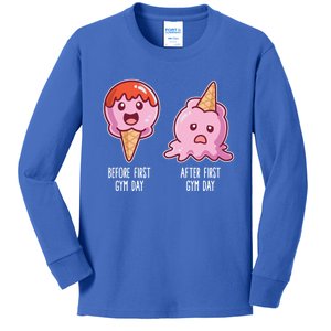 Before First Gym Day After First Gym Day Ice Cream Cute Gift Kids Long Sleeve Shirt