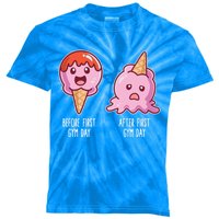 Before First Gym Day After First Gym Day Ice Cream Cute Gift Kids Tie-Dye T-Shirt