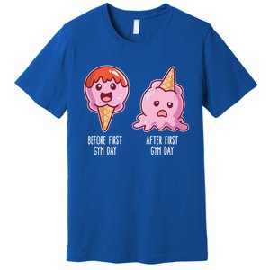 Before First Gym Day After First Gym Day Ice Cream Gift Premium T-Shirt