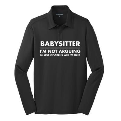 Babysitter Funny Gift Silk Touch Performance Long Sleeve Polo