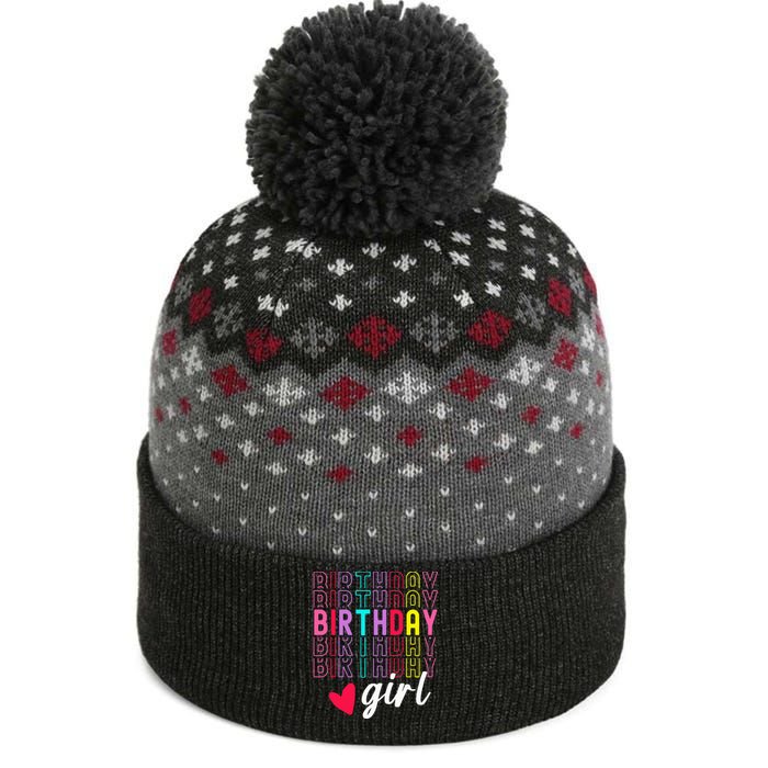 Birthday For Girl Retro Text Awesome Cute Birthday Party The Baniff Cuffed Pom Beanie