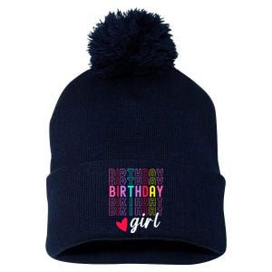 Birthday For Girl Retro Text Awesome Cute Birthday Party Pom Pom 12in Knit Beanie