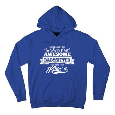 Babysitter Funny Gift Worlds Most Awesome Sitter Funny Gift Tall Hoodie