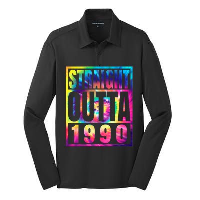 Birthday Funny Gift Born In 1990 Straight Outta 1990 Gift Silk Touch Performance Long Sleeve Polo