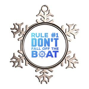 Boating Funny Gift Rule #1 Dont Fall Off The Boat Funny Saying Gift Metallic Star Ornament