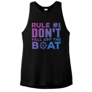 Boating Funny Gift Rule #1 Dont Fall Off The Boat Funny Saying Gift Ladies PosiCharge Tri-Blend Wicking Tank