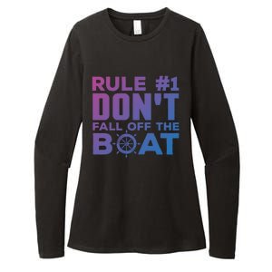 Boating Funny Gift Rule #1 Dont Fall Off The Boat Funny Saying Gift Womens CVC Long Sleeve Shirt