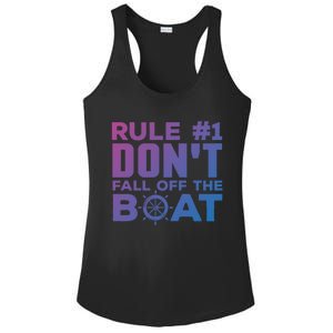 Boating Funny Gift Rule #1 Dont Fall Off The Boat Funny Saying Gift Ladies PosiCharge Competitor Racerback Tank