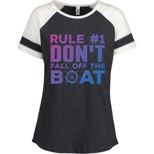 Boating Funny Gift Rule #1 Dont Fall Off The Boat Funny Saying Gift Enza Ladies Jersey Colorblock Tee