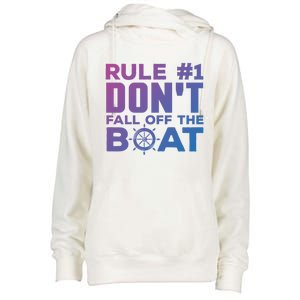 Boating Funny Gift Rule #1 Dont Fall Off The Boat Funny Saying Gift Womens Funnel Neck Pullover Hood