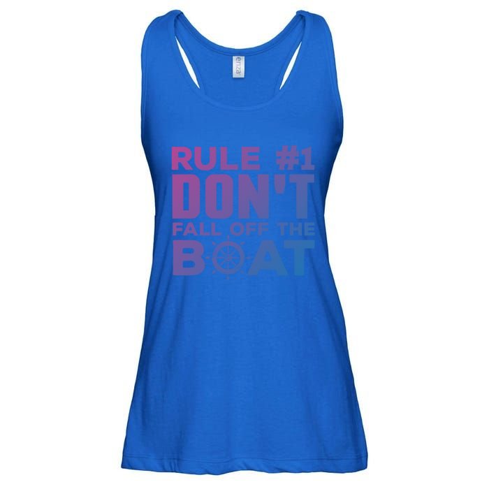 Boating Funny Gift Rule #1 Dont Fall Off The Boat Funny Saying Gift Ladies Essential Flowy Tank