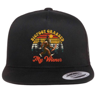 Big Foot Grabbed My Wiener Funny Bigfoot Flat Bill Trucker Hat