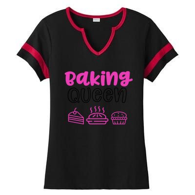 Baking Funny Gift Mom Baking Queen Mama Gift Ladies Halftime Notch Neck Tee