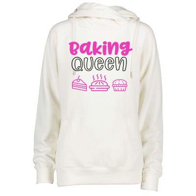 Baking Funny Gift Mom Baking Queen Mama Gift Womens Funnel Neck Pullover Hood