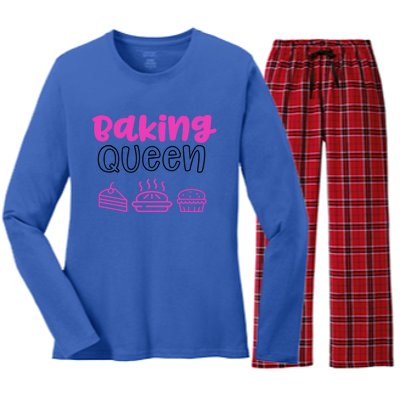 Baking Funny Gift Mom Baking Queen Mama Gift Women's Long Sleeve Flannel Pajama Set 