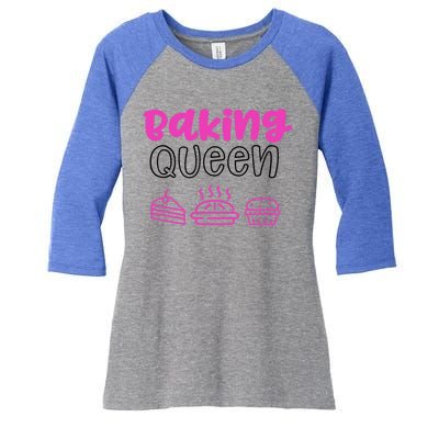 Baking Funny Gift Mom Baking Queen Mama Gift Women's Tri-Blend 3/4-Sleeve Raglan Shirt