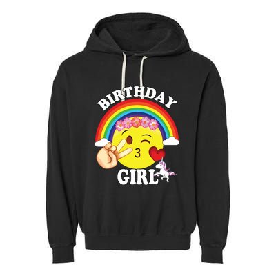 Birthday For Girl Unicorn Rainbow Heart Kiss Garment-Dyed Fleece Hoodie