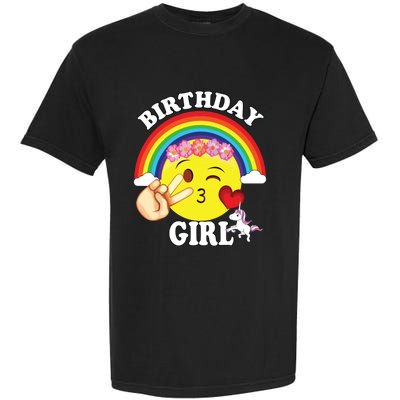 Birthday For Girl Unicorn Rainbow Heart Kiss Garment-Dyed Heavyweight T-Shirt