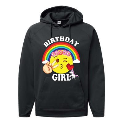 Birthday For Girl Unicorn Rainbow Heart Kiss Performance Fleece Hoodie