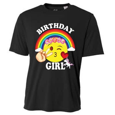 Birthday For Girl Unicorn Rainbow Heart Kiss Cooling Performance Crew T-Shirt