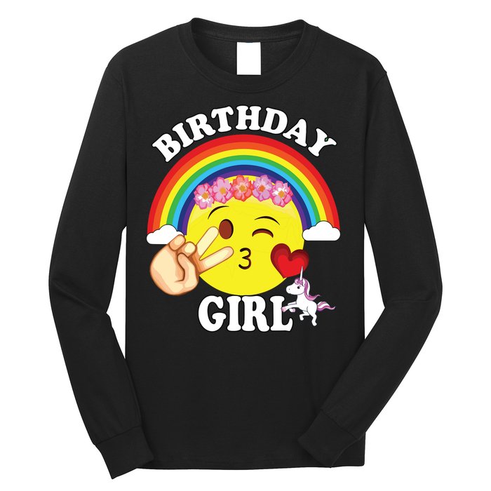 Birthday For Girl Unicorn Rainbow Heart Kiss Long Sleeve Shirt