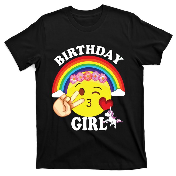 Birthday For Girl Unicorn Rainbow Heart Kiss T-Shirt