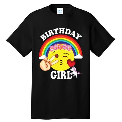 Birthday For Girl Unicorn Rainbow Heart Kiss Tall T-Shirt