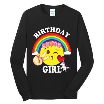 Birthday For Girl Unicorn Rainbow Heart Kiss Tall Long Sleeve T-Shirt