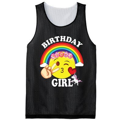 Birthday For Girl Unicorn Rainbow Heart Kiss Mesh Reversible Basketball Jersey Tank