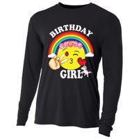 Birthday For Girl Unicorn Rainbow Heart Kiss Cooling Performance Long Sleeve Crew