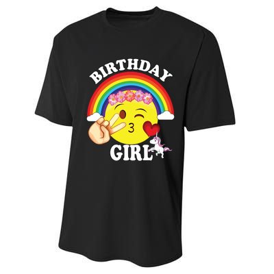 Birthday For Girl Unicorn Rainbow Heart Kiss Performance Sprint T-Shirt