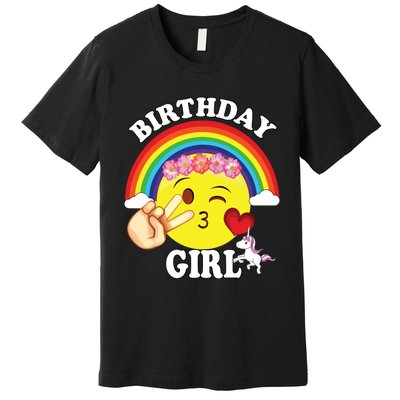 Birthday For Girl Unicorn Rainbow Heart Kiss Premium T-Shirt