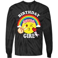 Birthday For Girl Unicorn Rainbow Heart Kiss Tie-Dye Long Sleeve Shirt