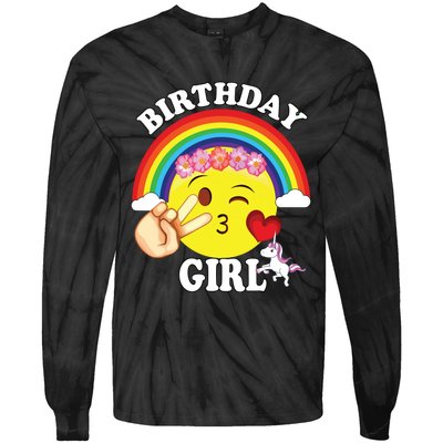 Birthday For Girl Unicorn Rainbow Heart Kiss Tie-Dye Long Sleeve Shirt