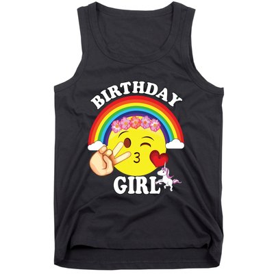 Birthday For Girl Unicorn Rainbow Heart Kiss Tank Top