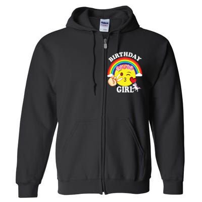 Birthday For Girl Unicorn Rainbow Heart Kiss Full Zip Hoodie