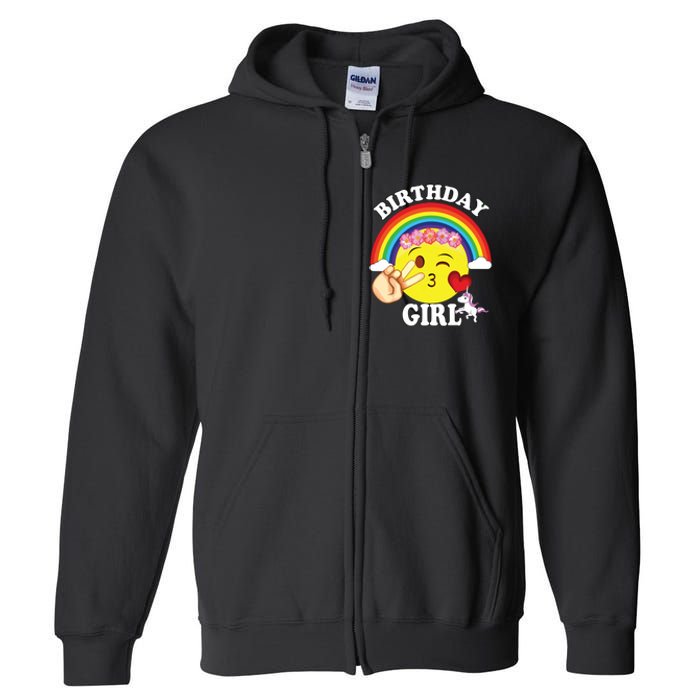 Birthday For Girl Unicorn Rainbow Heart Kiss Full Zip Hoodie