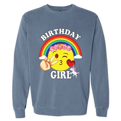 Birthday For Girl Unicorn Rainbow Heart Kiss Garment-Dyed Sweatshirt