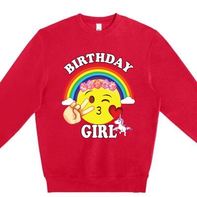 Birthday For Girl Unicorn Rainbow Heart Kiss Premium Crewneck Sweatshirt