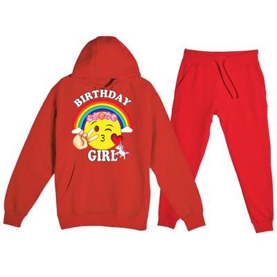 Birthday For Girl Unicorn Rainbow Heart Kiss Premium Hooded Sweatsuit Set