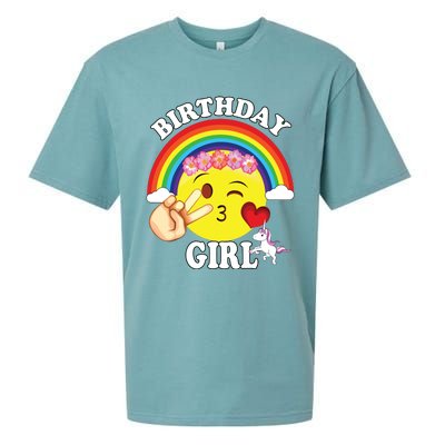 Birthday For Girl Unicorn Rainbow Heart Kiss Sueded Cloud Jersey T-Shirt