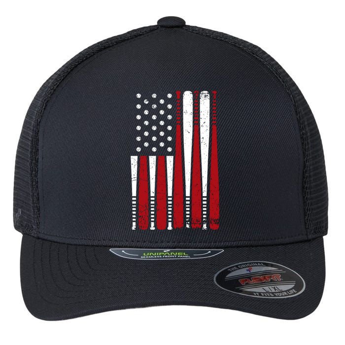 Baseball Flag Gifts Patriotic Baseball Flexfit Unipanel Trucker Cap