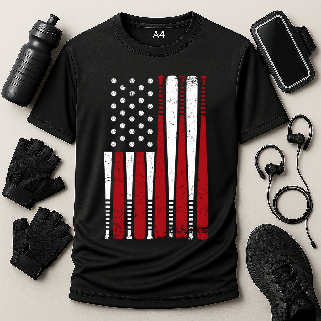 Baseball Flag Gifts Patriotic Baseball Cooling Performance Crew T-Shirt