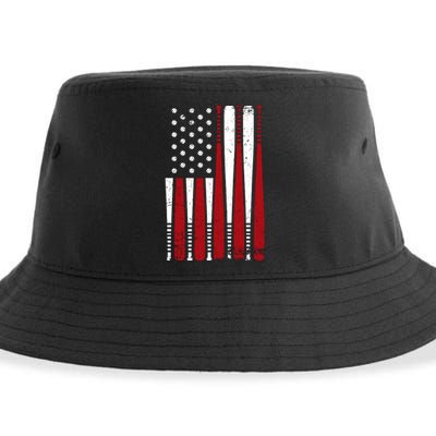 Baseball Flag Gifts Patriotic Baseball Sustainable Bucket Hat