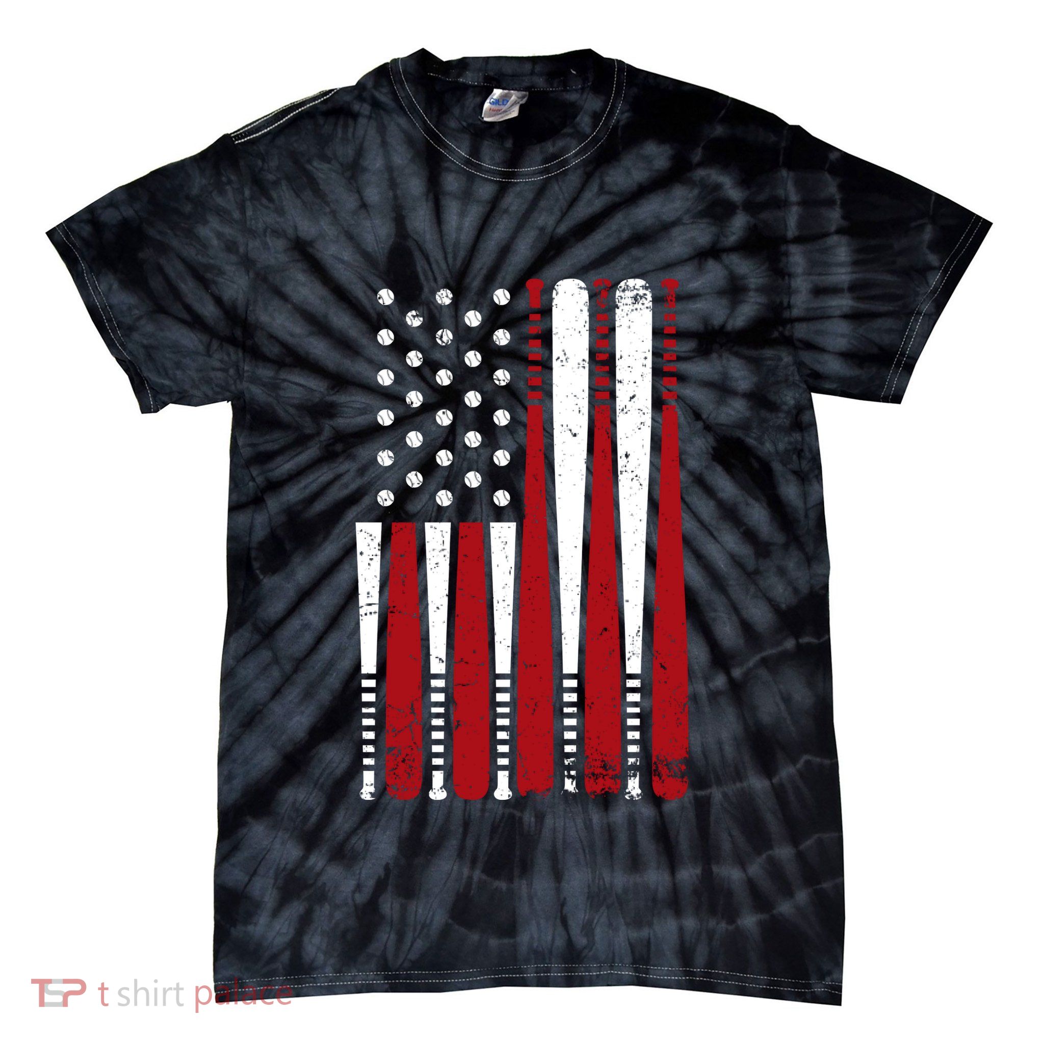 Baseball Flag Gifts Patriotic Baseball Tie-Dye T-Shirt