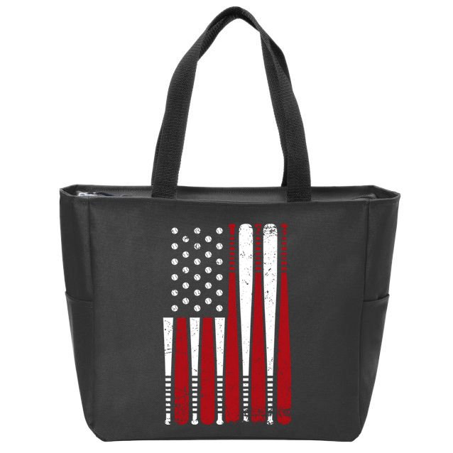 Baseball Flag Gifts Patriotic Baseball Zip Tote Bag