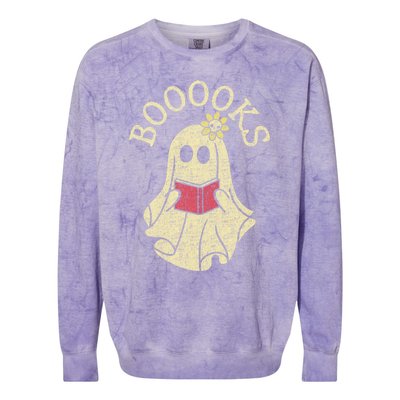 Boooooks Funny Ghost Reading Books Gift Colorblast Crewneck Sweatshirt